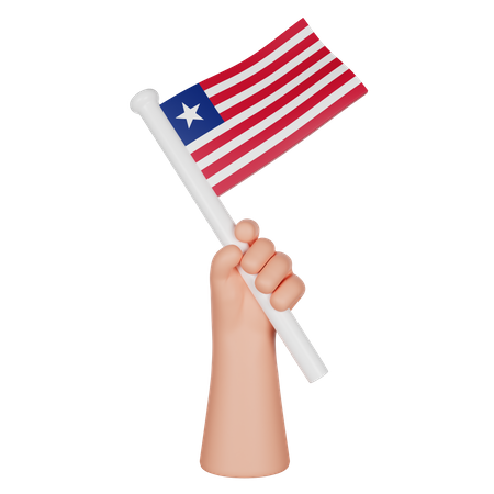 Mano sosteniendo una bandera de liberia  3D Icon