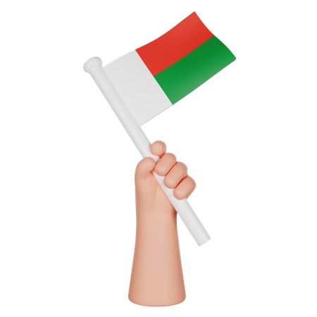 Mano sosteniendo una bandera de madagaskar  3D Icon