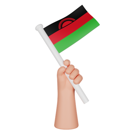 Mano sosteniendo una bandera de malawi  3D Icon