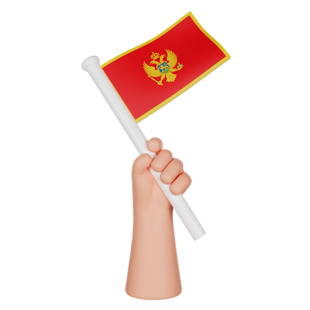 Mano sosteniendo una bandera de montenegro  3D Icon