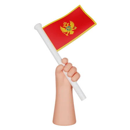 Mano sosteniendo una bandera de montenegro  3D Icon