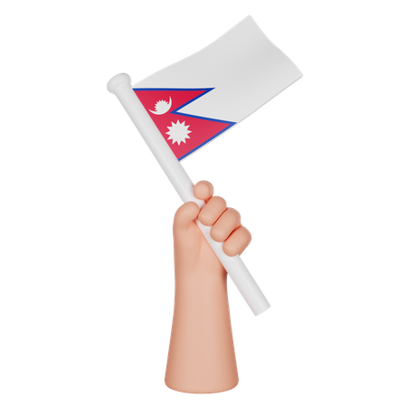 Mano sosteniendo una bandera de nepal  3D Icon