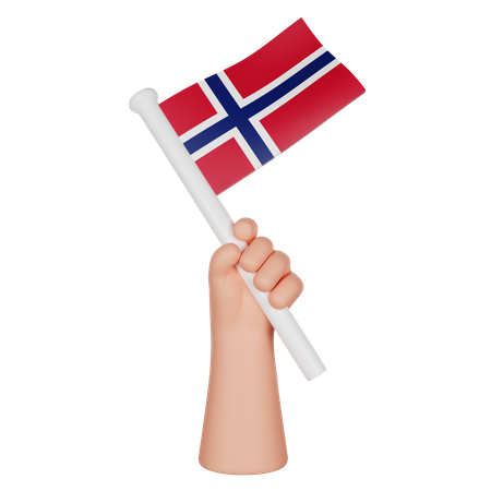 Mano sosteniendo una bandera de noruega  3D Icon