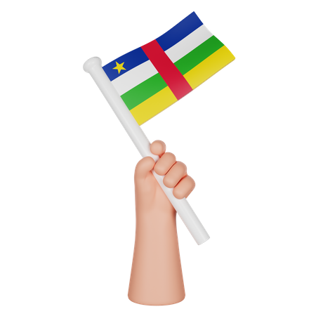 Mano sosteniendo una bandera de la república centroafricana  3D Icon