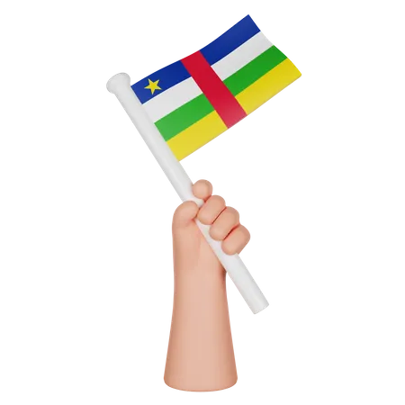 Mano sosteniendo una bandera de la república centroafricana  3D Icon