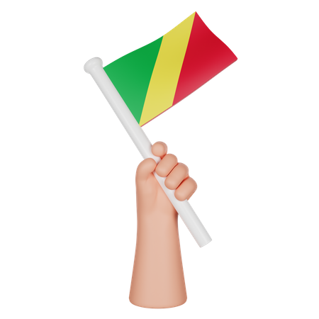 Mano sosteniendo una bandera de la república del congo  3D Icon