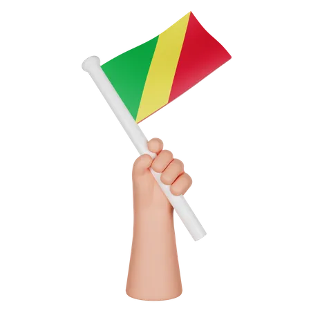 Mano sosteniendo una bandera de la república del congo  3D Icon