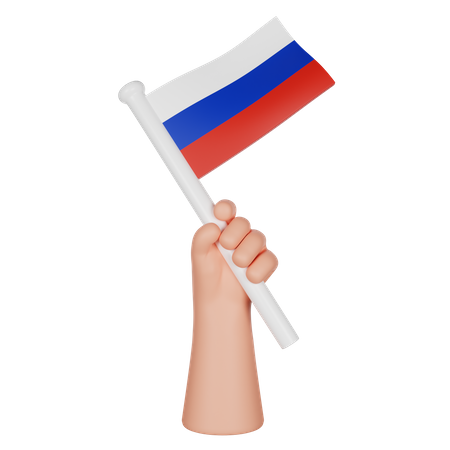Mano sosteniendo una bandera de rusia  3D Icon