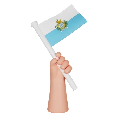 Mano sosteniendo una bandera de san marino  3D Icon