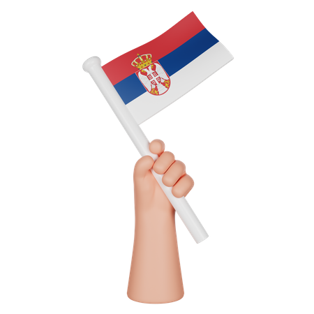 Mano sosteniendo una bandera de serbia  3D Icon