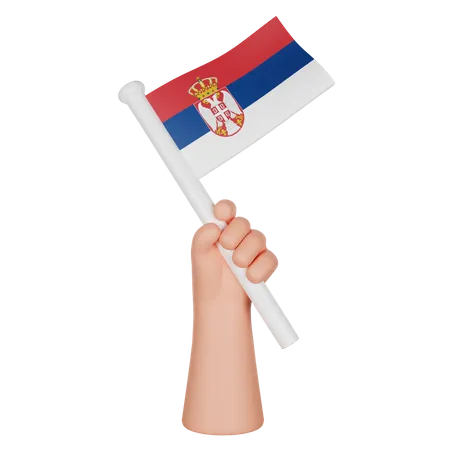 Mano sosteniendo una bandera de serbia  3D Icon