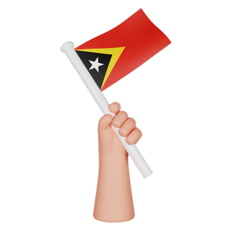Mano sosteniendo una bandera de timor oriental  3D Icon