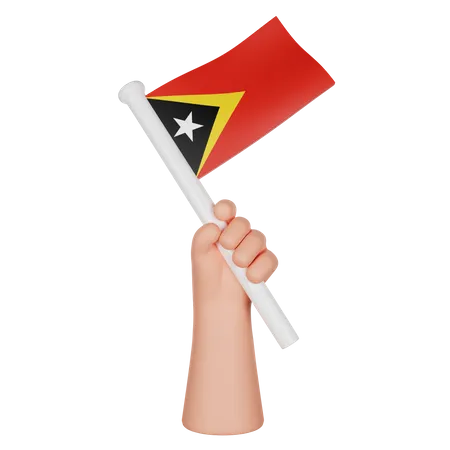 Mano sosteniendo una bandera de timor oriental  3D Icon