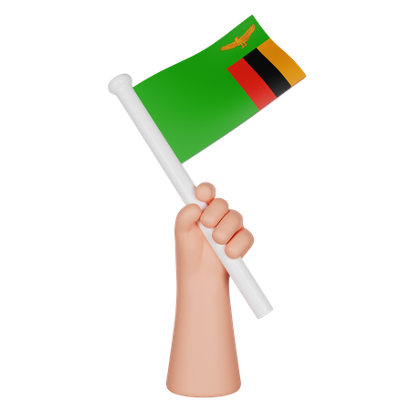 Mano sosteniendo una bandera de zambia  3D Icon