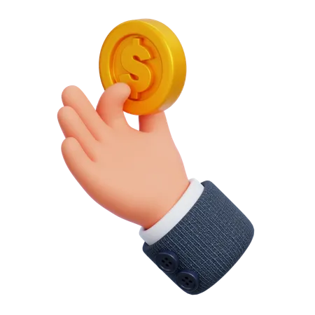 Mano sosteniendo moneda  3D Icon