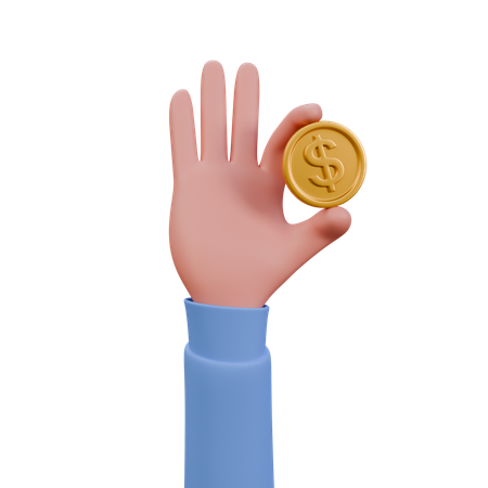 Mano sosteniendo moneda  3D Icon