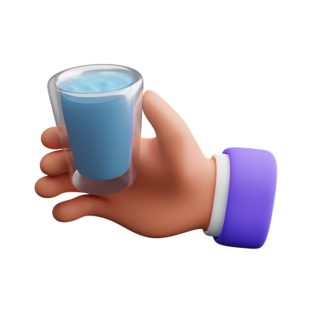 Mano sosteniendo un vaso con agua  3D Icon