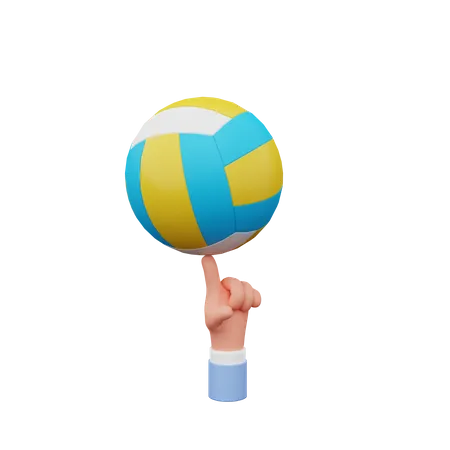 Mano sosteniendo la pelota de voleibol  3D Illustration