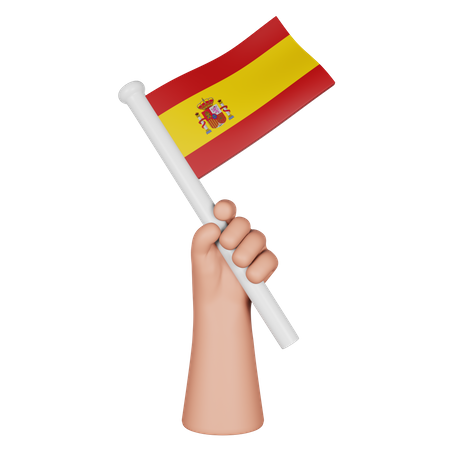 Mano sosteniendo la bandera de españa  3D Icon