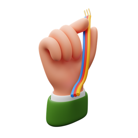 Mano sosteniendo un cable de color  3D Icon