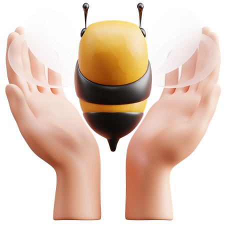 Mano y abeja  3D Icon