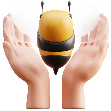 Mano y abeja  3D Icon