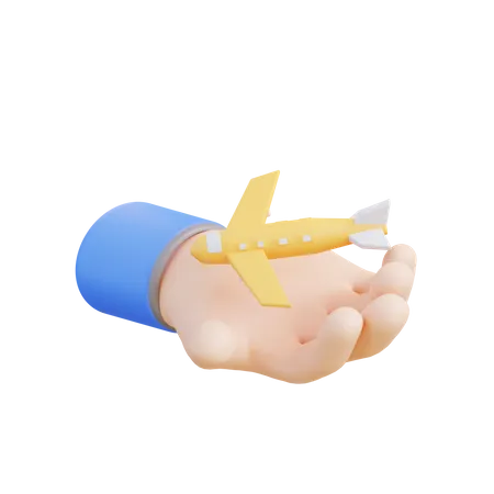 Mano y avión  3D Icon