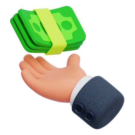 Mano y billetes  3D Icon