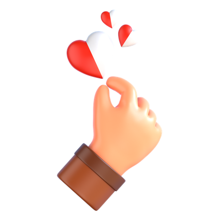 Mano y corazones  3D Icon