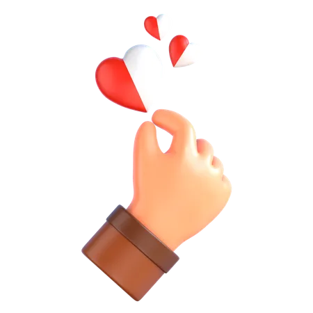 Mano y corazones  3D Icon