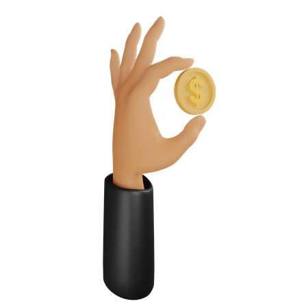 Mano y moneda  3D Icon