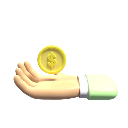 Mano y moneda  3D Icon