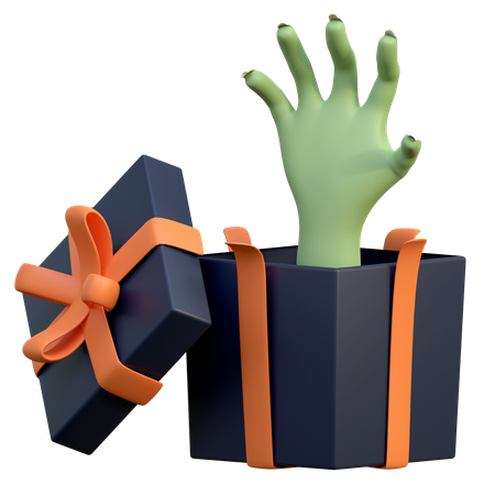 Mano zombie levantándose de la caja de regalo  3D Icon