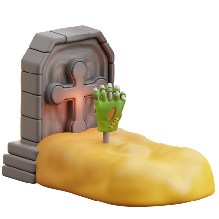 Mano zombie y tumba  3D Icon