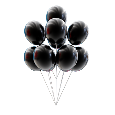 Manojo de globos negros  3D Icon