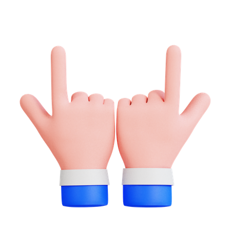 Manos dobles apuntando hacia arriba  3D Icon