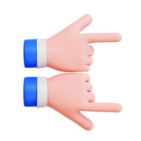 Manos dobles apuntando hacia la derecha  3D Icon
