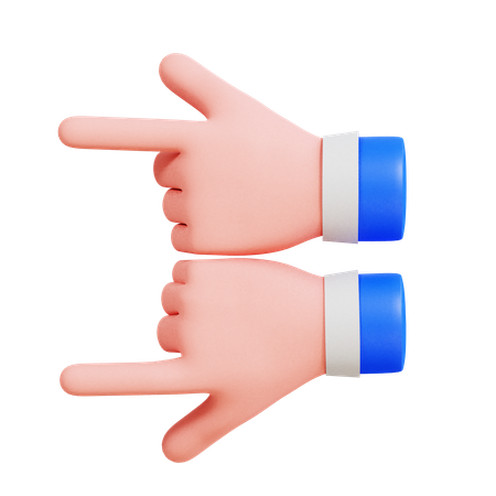 Manos dobles apuntando hacia la izquierda  3D Icon