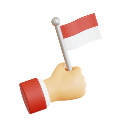 Mano animando con la bandera de indonesia  3D Icon