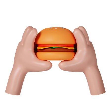Manos sosteniendo hamburguesa  3D Icon