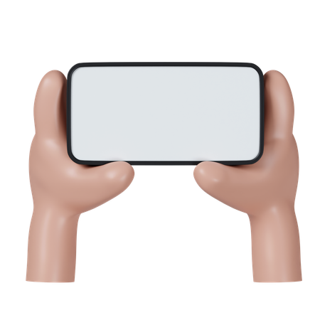Manos sosteniendo un teléfono inteligente con pantalla en blanco  3D Icon