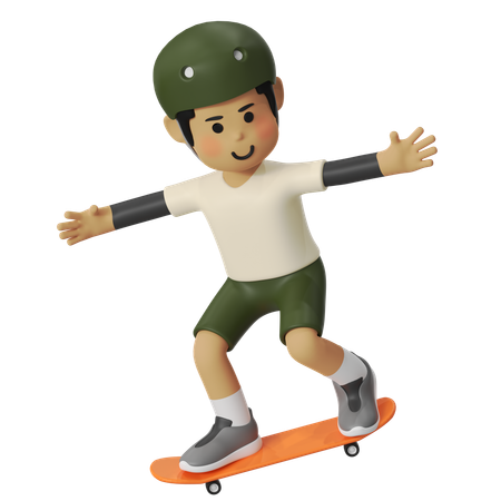 Manual Skateboard Boy  3D Icon