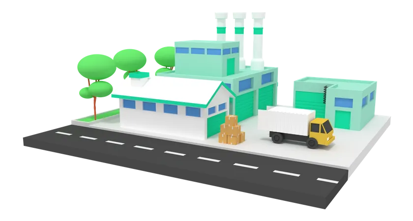 Manufacturing Industry  3D Illustration