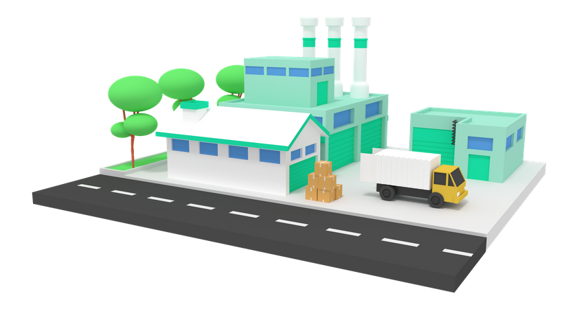 Manufacturing Industry 3D Illustration