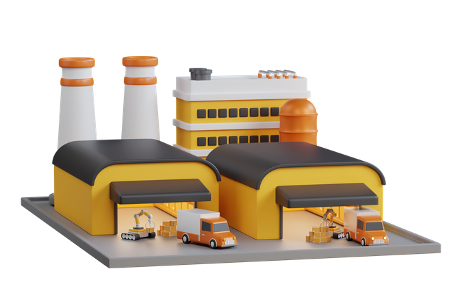 Manufacturing Plant  3D Illustration