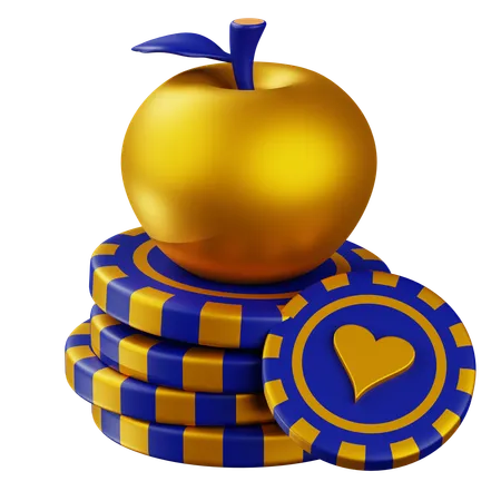 Manzana Dorada Azul Con Chip Herat  3D Icon