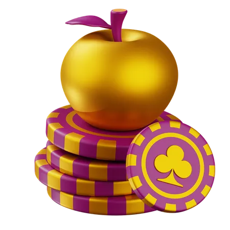 Manzana dorada morada con chip club  3D Icon