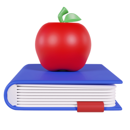 Manzana en libros  3D Icon