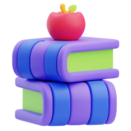 Manzana en libros  3D Icon