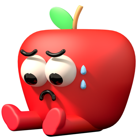 Manzana triste  3D Illustration